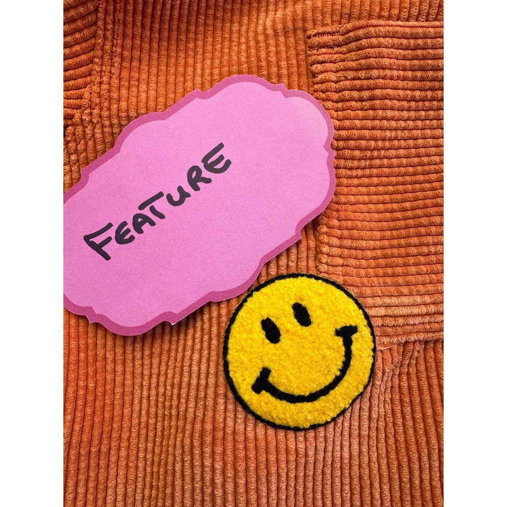 NEW BDG Urban Outfitters XS Orange Corduroy Button Up Crop Shirt Shacket Jacket - Picture 7 of 16